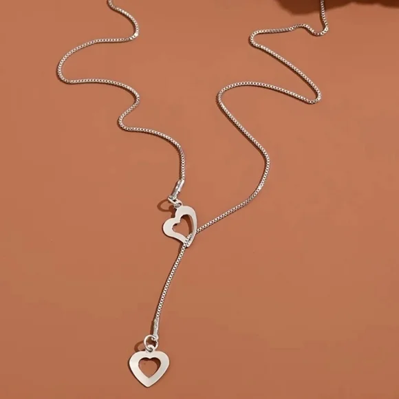 🏷SALE. Y Shape heart shape pendant necklace. Dainty clavicle chain.  NWT. - Picture 4 of 6